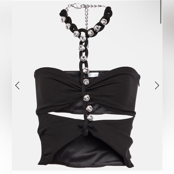 AREA Tops - Area Black Strapless Top with Crystal Accents